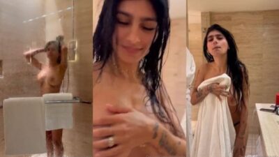 Mia Khalifa Nude She Touches Her Breasts And Lathers Herself Up At The Same Time In The Shower Porn Video