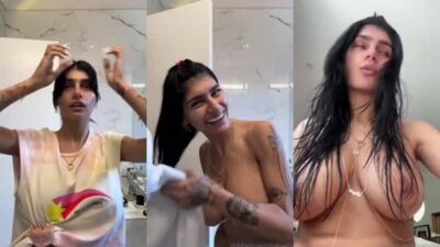 Mia Khalifa Nude Touching Her Breasts And Taking A Shower Porn Video